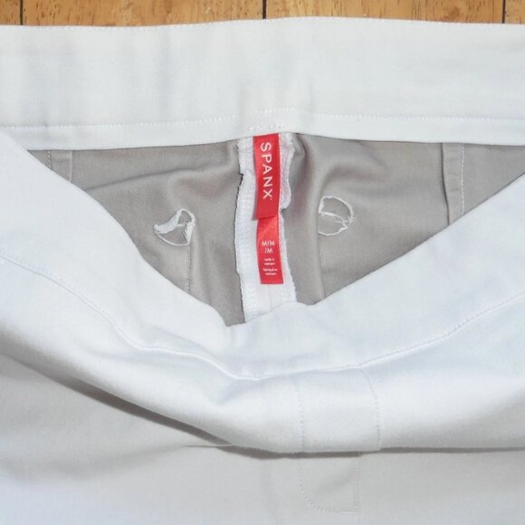 SPANX On-The-Go Slim Stretch Cropped Pants Jeans White Medium - Picture 2 of 4